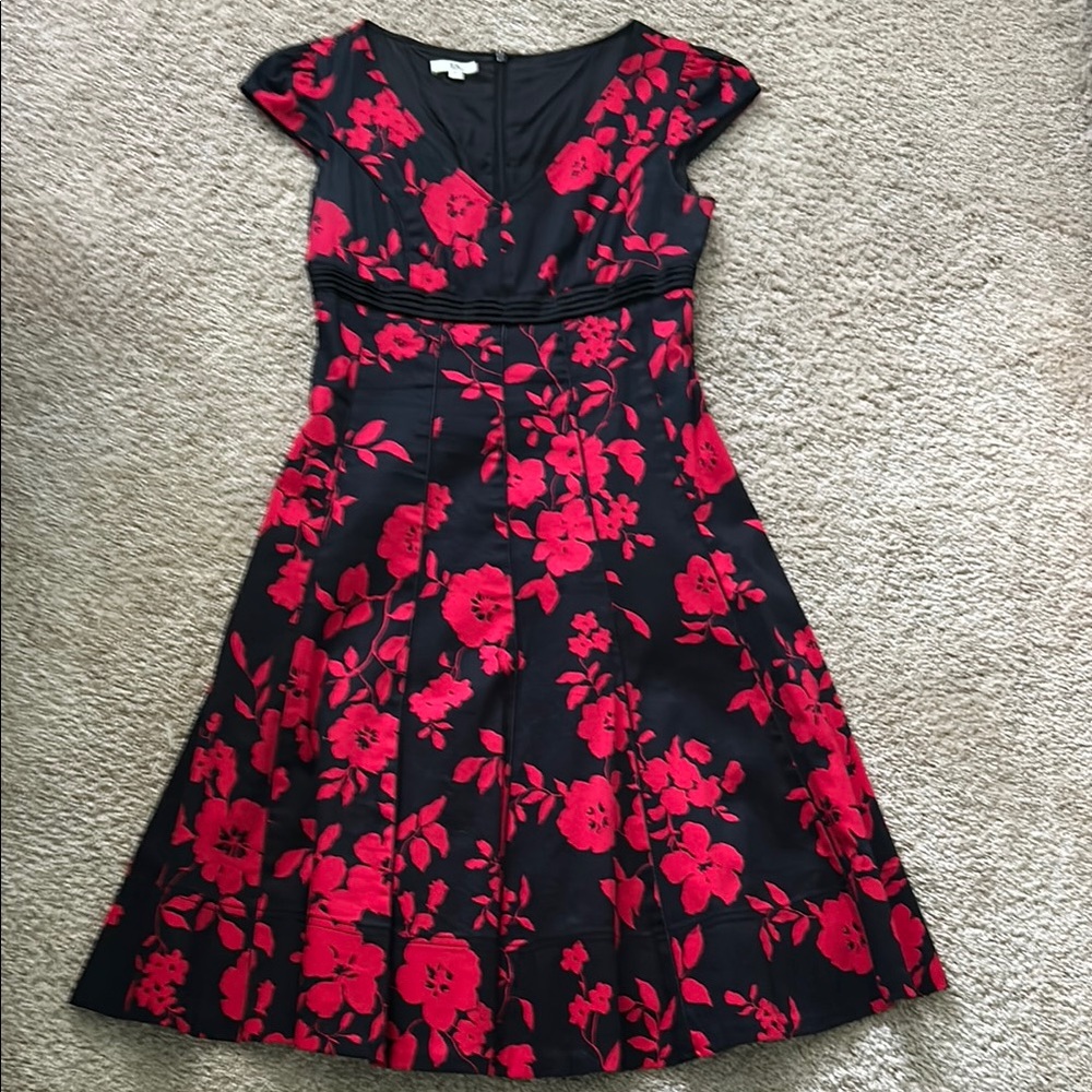 Floral Black and Red Mini Dress